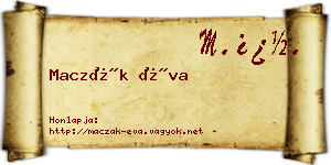 Maczák Éva névjegykártya